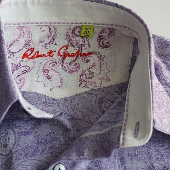 BNWT! Robert Graham  | Paisley Flip Collar/Sleeve - Picture 6 of 8